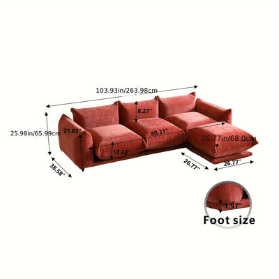 U-Shaped Sectional Sofa, Chenille Minimalist Modular Sofas Couches, 5-Seater Sectionals Couch With Wide Reversible Chaise Ottoman For Living Room Bedroom Office Apartment