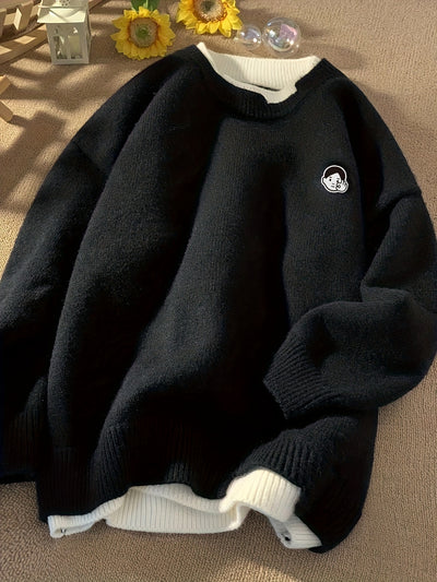 Japanese-Style Two-Piece Sweater for Men, Knitted for Autumn And Winter, Suitable As an Inner Layer for Winter Wear.