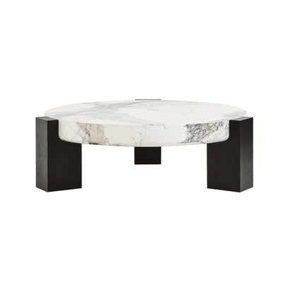 Modern Round Nesting Coffee Tables Set Of 2, Coffee Tables with Faux Marble Texture Surface And C-Shaped Side Table, Nesting Coffee Tables for Living Room/Apartment, Nesting Coffee Table Set, Coffee Table for Living Room, Cof
