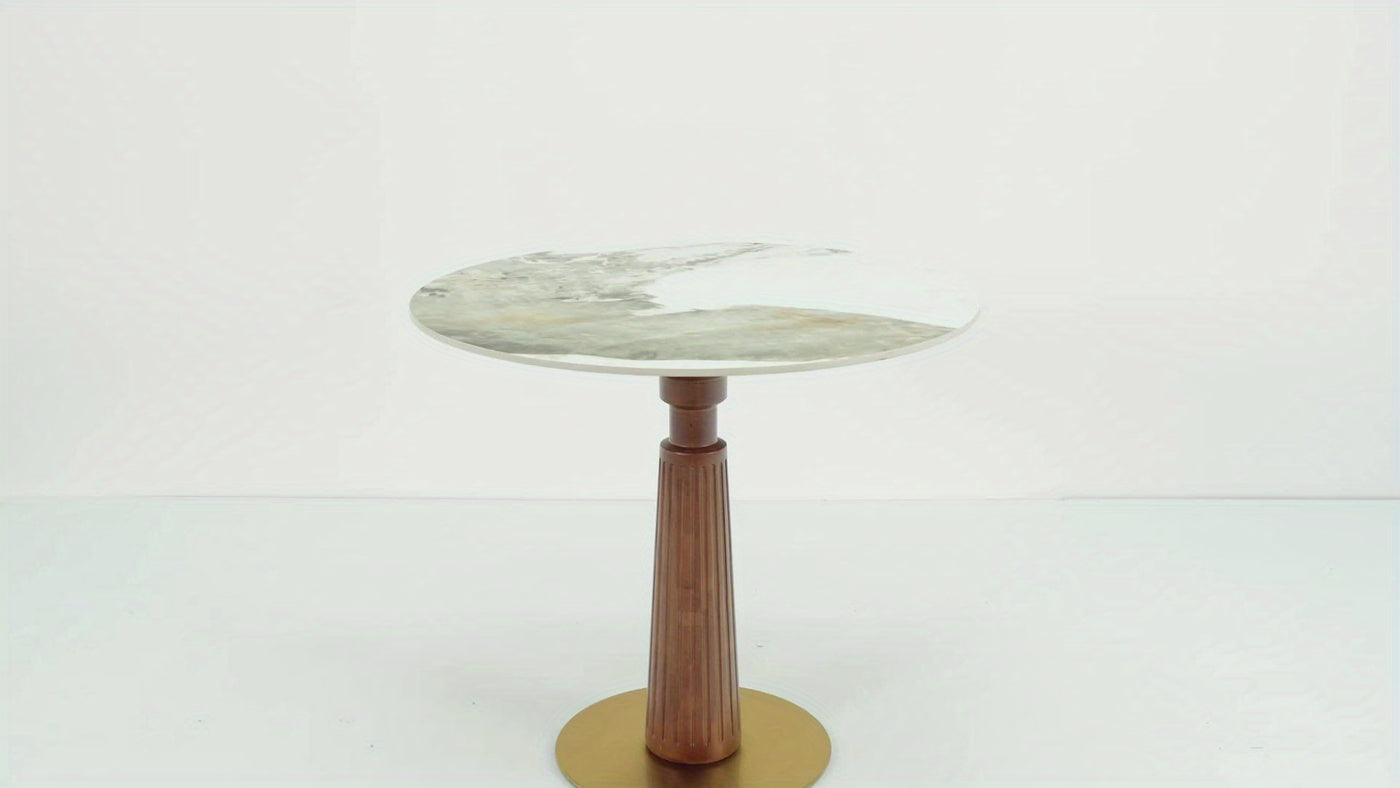33.5" Round & Square Dining Table for 2-4 People(Only Table, Chair Not Included), Marble Meeting Room Table Multipurpose Conference Table with Soild Wood Base for Office