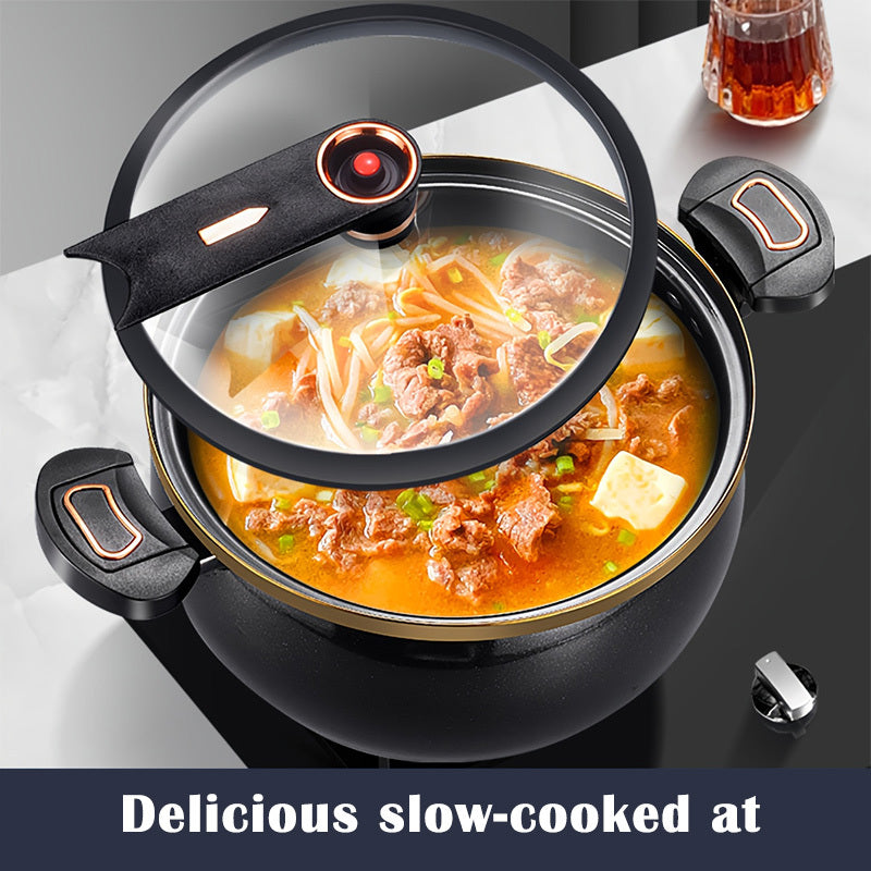 An 8 Liter (2.11 Gallon) Large Capacity Soup Pot, Enamel Large Capacity Soup Pot, Korean Deep Soup Pot, Noodle Pot, Suitable for Quick Cooking And Stewing, Multi-function Kitchen Stew Pot, Suitable for Gas And Induction Cooke