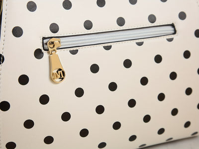 [Elegant Handbag] High Quality Lacquered Handbag | 2024 Autumn New Korean Polka Dot for Women - Kiss Lock Closure, Removable Shoulder Strap & Bow Detail, Glossy Patent Look (Black/White, Bronze, Pink & White) - Perfect for We