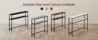 VASAGLE Console Table for Hallway, 2-Tier Slim Sofa Table, 20 x 80 x 80 cm, Hallway Table with 2 Shelves