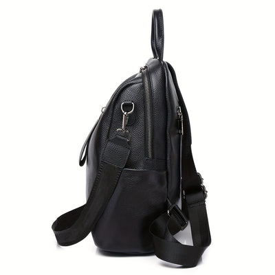 2024 New Fashion Large Capacity Elegant Genuine Leather Women's Backpack, Korean Style Anti-Theft Commuter Travel Bag with Adjustable Strap and Zipper Closure