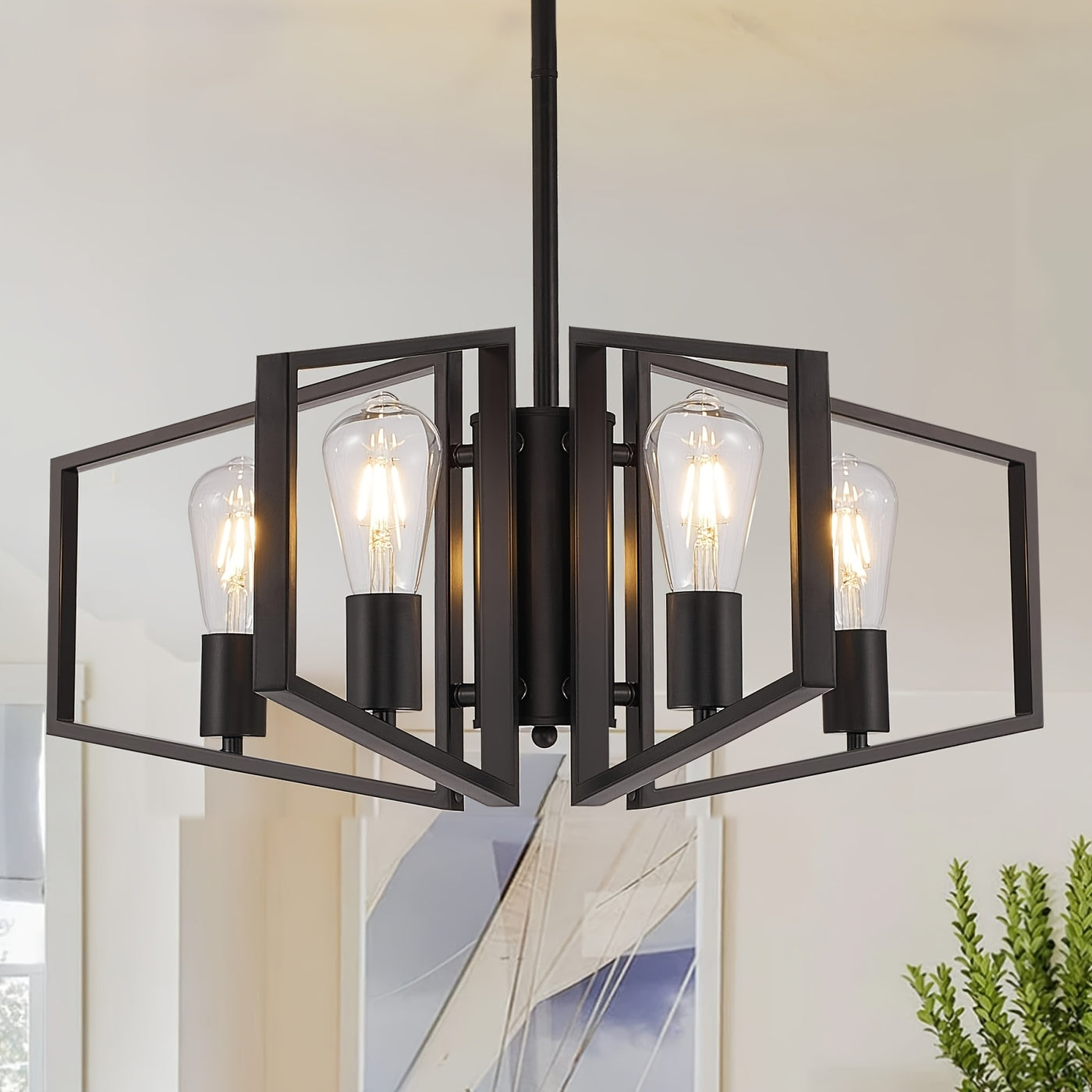 Modern Chandelier, 4Light & 8-Light Farmhouse Dining Room Light Fixture, Modern Industrial Chandelier For Living Room, Bedroom, Foyer, Stairway, Entryway