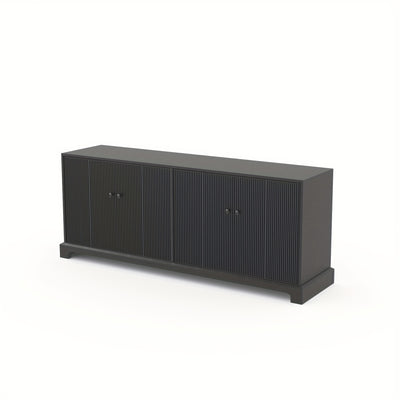 69'' TV Stand with 2 Cabinets for 55-65 Inch TV, Modern TV Console Entertainment Center with Solid Wood Feet, Media Console for Living Room, Bedroom, Black