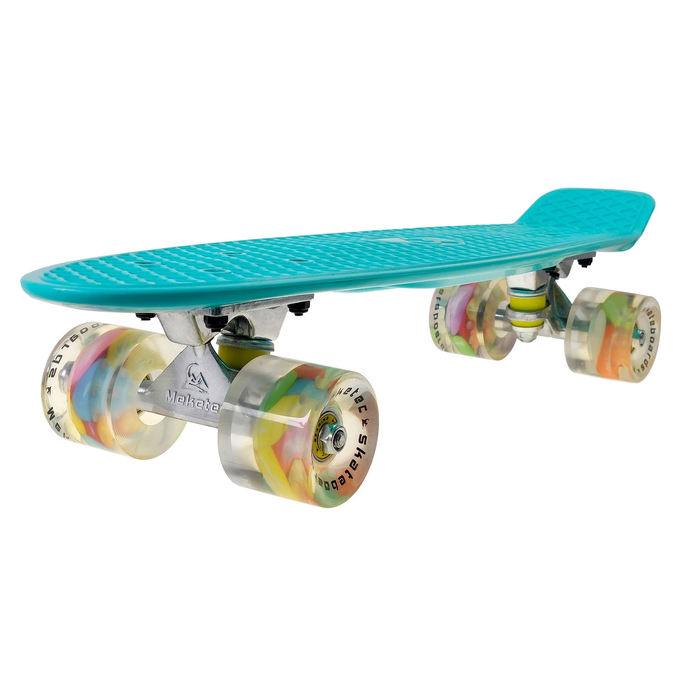 Beginner-Friendly Skateboard with Lightweight PP Material, Smooth Carbon Steel Bearings, 220.46LB Load Capacity – Perfect for Learning to Skate, Black Deck with Yellow Accents, Transparent Wheels for Easy Visibility
