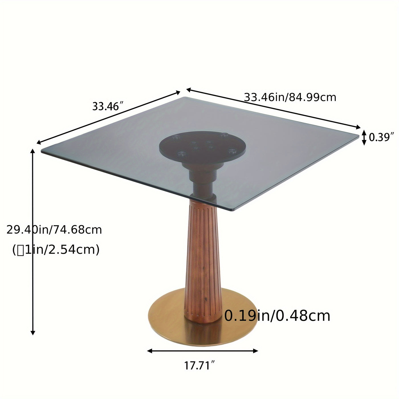 33.5" Round & Square Dining Table for 2-4 People(Only Table, Chair Not Included), Marble Meeting Room Table Multipurpose Conference Table with Soild Wood Base for Office
