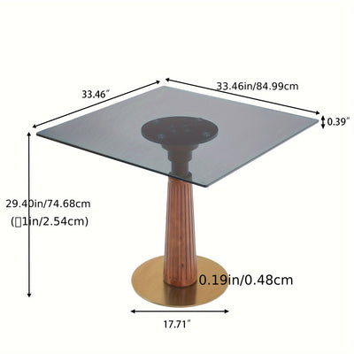 33.5" Round & Square Dining Table for 2-4 People(Only Table, Chair Not Included), Marble Meeting Room Table Multipurpose Conference Table with Soild Wood Base for Office