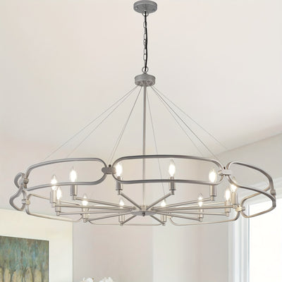 Industrial Style Silver Chandelier, 12-Light Modern Chandeliers For Dining Room, Farmhouse Chandelier For Entryway, For Living Room, Bedroom, Foyer