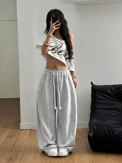 Autumn and Winter Women's Fashion Comfortable Versatile Casual Lazy Design Drawstring Pants