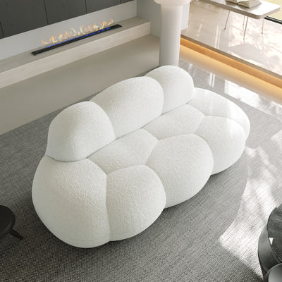 Modern Curved Cloud Shaped Couch for Living Room, Lazy Floor Couch, Boucle LoveSeat 3 Seater Sofa, Cozy Leisure Boneless Couches for Bedroom, Apartment-No Assembly Required, Couch for Bedroom, Boneless Sectional Sofa for Livi