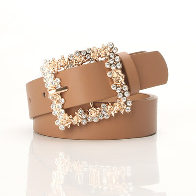 2023 Women'S Fashion Accessory, Elegant Alloy Rhinestone Pin Buckle Belt, Versatile Dress Decorative Accessory, Casual & Sporty Style, Hand Washable - Ideal for Weekend and Festive Occasions, Weekend Casual Wear|Elegant Acces