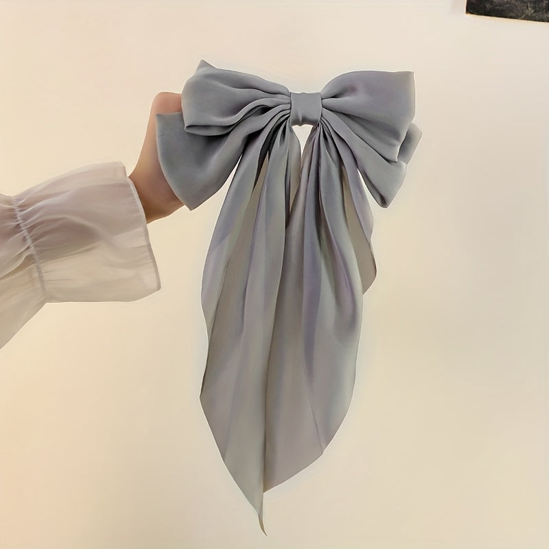 Korean Style Fashion Large Red Bow Knot Fabric Hair Clip Women Long Ribbon Butterfly Hair Clip