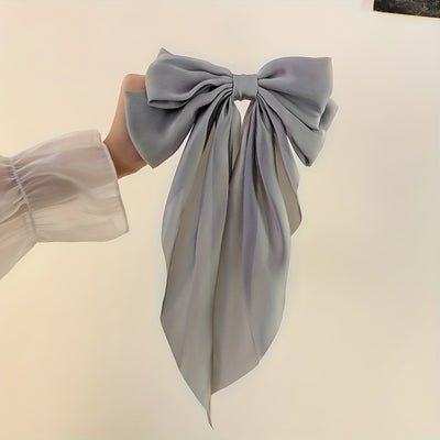 Korean Style Fashion Large Red Bow Knot Fabric Hair Clip Women Long Ribbon Butterfly Hair Clip