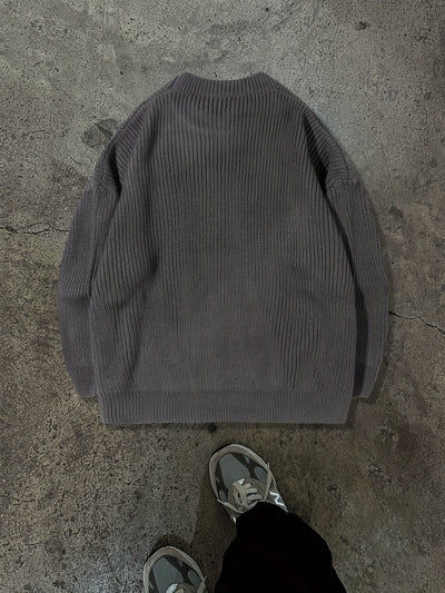 Men'S & Women'S Unisex Knit Sweater, Casual Crew Neck Pullovers, Rib-Knit Long Sleeve, All-Season Acrylic 100%, Loose Fit Solid Color, Medium Stretch, Japanese & Korean Style Streetwear