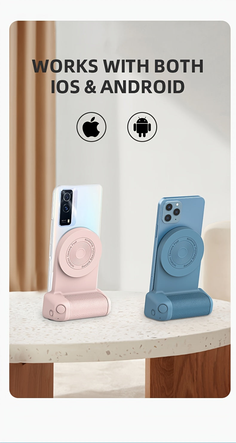 Magnetic Phone Camera Grip Holder, Portable Self Camera Handle, Ergonomic Design, Suitable for iPhone for samsung Android Phones to Vlog Photo and Video Shooting