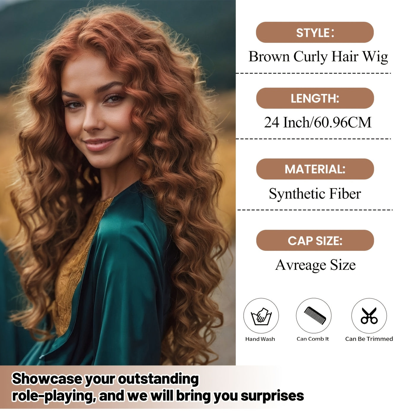 Voluminous Brown Curly Waves