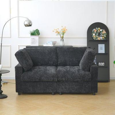 67" Modern Modular Sectional Sofa - Black Cloud Sofa with Washable Removable Cushions & Deep Seat, Plush Foam-Filled Upholstery, Spacious L-Shaped or Straight Configurations, Frame & Easy-Clean Fabric for Living Room, Apartme