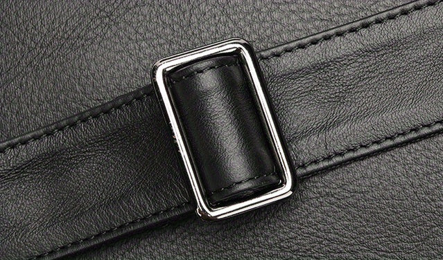 Genuine Leather Unisex Crossbody Messenger Bag - Sleek Minimalist Design with Adjustable Strap, Multiple Compartments & Metal Hardware, Black for Men & Women, Casual & Professional Use, Versatile Travel Purse | Korean Fashion