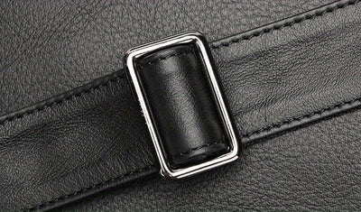 Genuine Leather Unisex Crossbody Messenger Bag - Sleek Minimalist Design with Adjustable Strap, Multiple Compartments & Metal Hardware, Black for Men & Women, Casual & Professional Use, Versatile Travel Purse | Korean Fashion