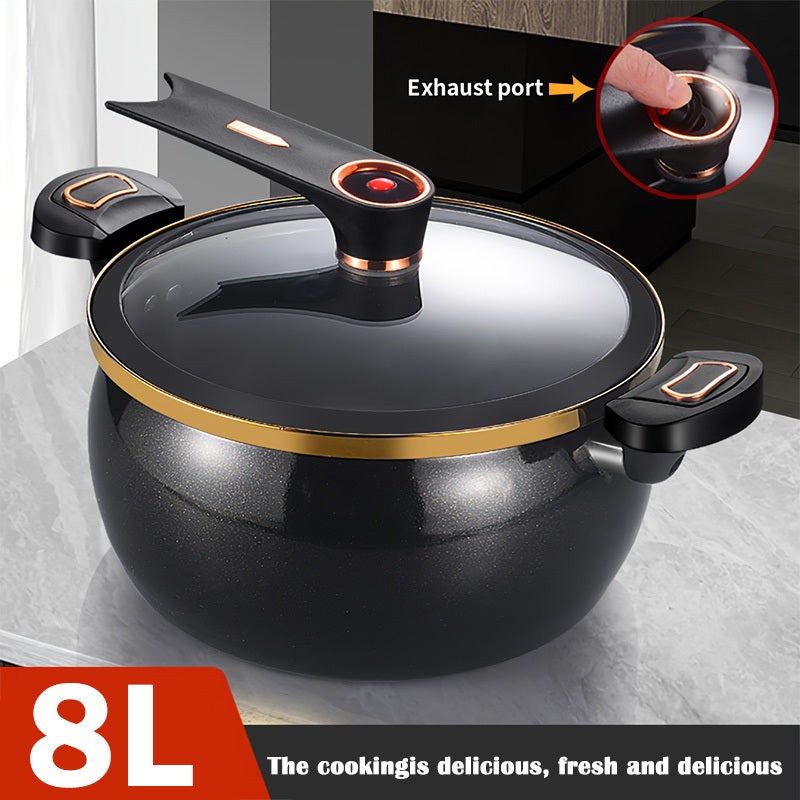 An 8 Liter (2.11 Gallon) Large Capacity Soup Pot, Enamel Large Capacity Soup Pot, Korean Deep Soup Pot, Noodle Pot, Suitable for Quick Cooking And Stewing, Multi-function Kitchen Stew Pot, Suitable for Gas And Induction Cooke