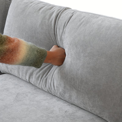 Sky Cloud Slope Sectional Sofa, Cozy Comfort 83-Inch Linen L-Shaped Sectional 2 Seater with Ottoman, Living Room Sofa, Sofa Sectional for Living Room, Couch for Bedroom, Foldable Sofa, Comfy Couch, Bedroom Seating, Lounge Fur