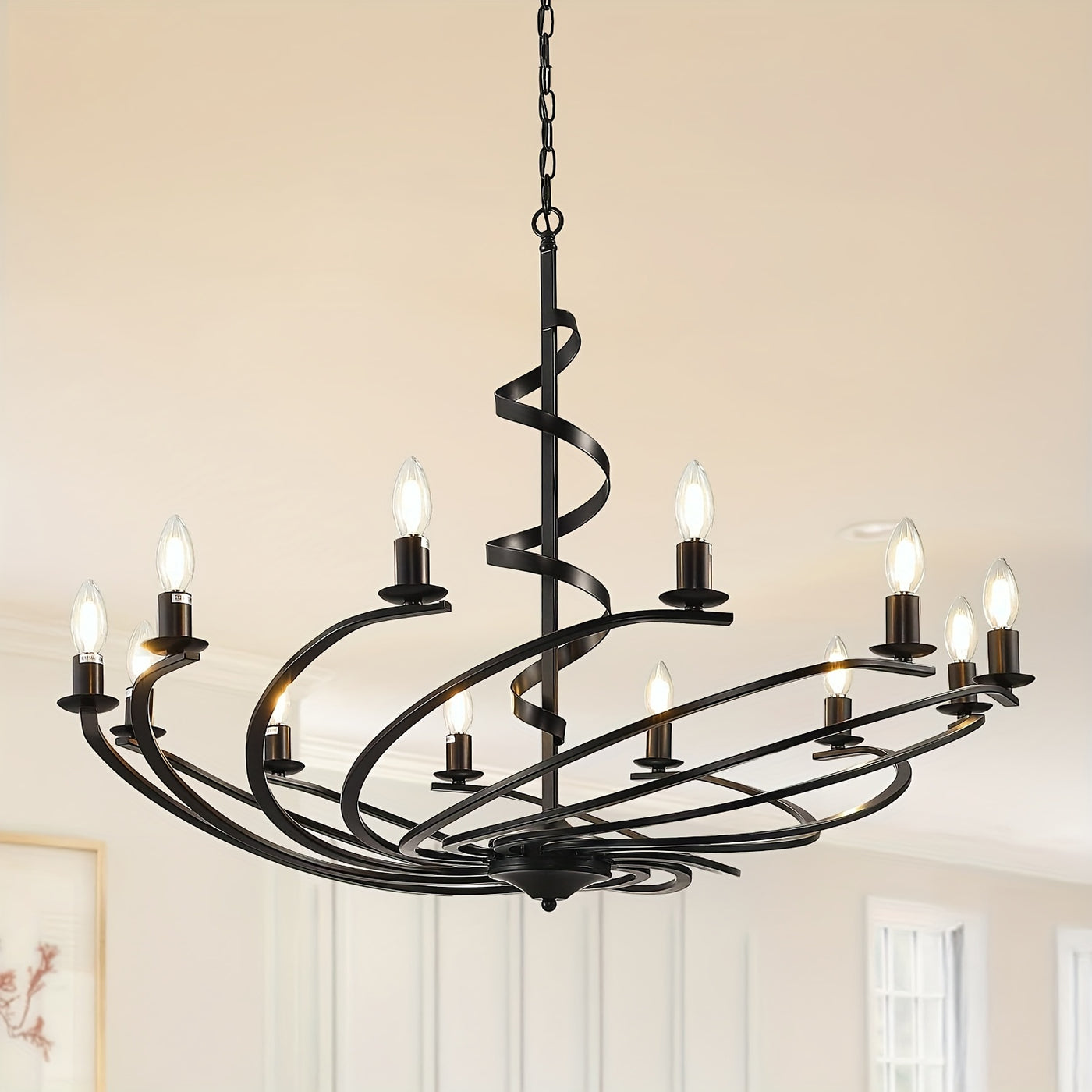 Farmhouse Chandeliers For Dining Room, Industrial Foyer Lighting Fixtures, Modern High Ceiling Hanging Pendant Lights, For Living Room, Bedroom, Kitchen Island, Staircase, Entryway