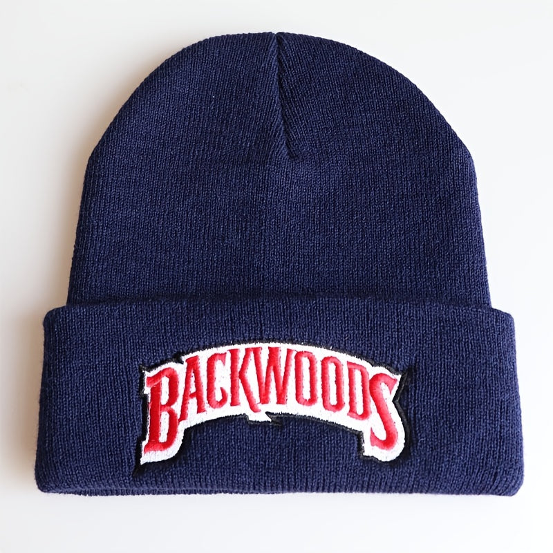 1pc Cozy "BACKWOODS" Thermal Knitted Hat for Men - Soft, Warm, and Breathable - Ideal Gift Choice for Outdoor Enthusiasts and Casual Wear